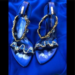 SERGIO ROSSI Leather Crystal Embellishment Sandals